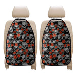 Red Rose Grey Skull Pattern Print Car Seat Organizers