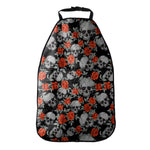 Red Rose Grey Skull Pattern Print Car Seat Organizers