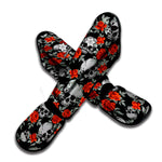 Red Rose Grey Skull Pattern Print Muay Thai Shin Guard