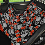 Red Rose Grey Skull Pattern Print Pet Car Back Seat Cover