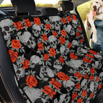 Red Rose Grey Skull Pattern Print Pet Car Back Seat Cover