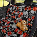 Red Rose Grey Skull Pattern Print Pet Car Back Seat Cover