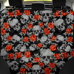 Red Rose Grey Skull Pattern Print Pet Car Back Seat Cover