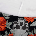 Red Rose Grey Skull Pattern Print Sofa Cover