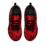Red Rose Print Black Sneakers