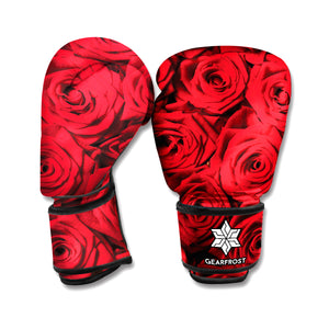 Red Rose Print Boxing Gloves