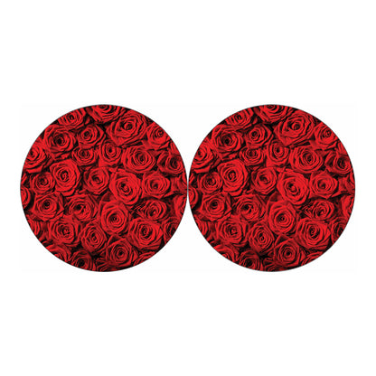Red Rose Print Car Coasters