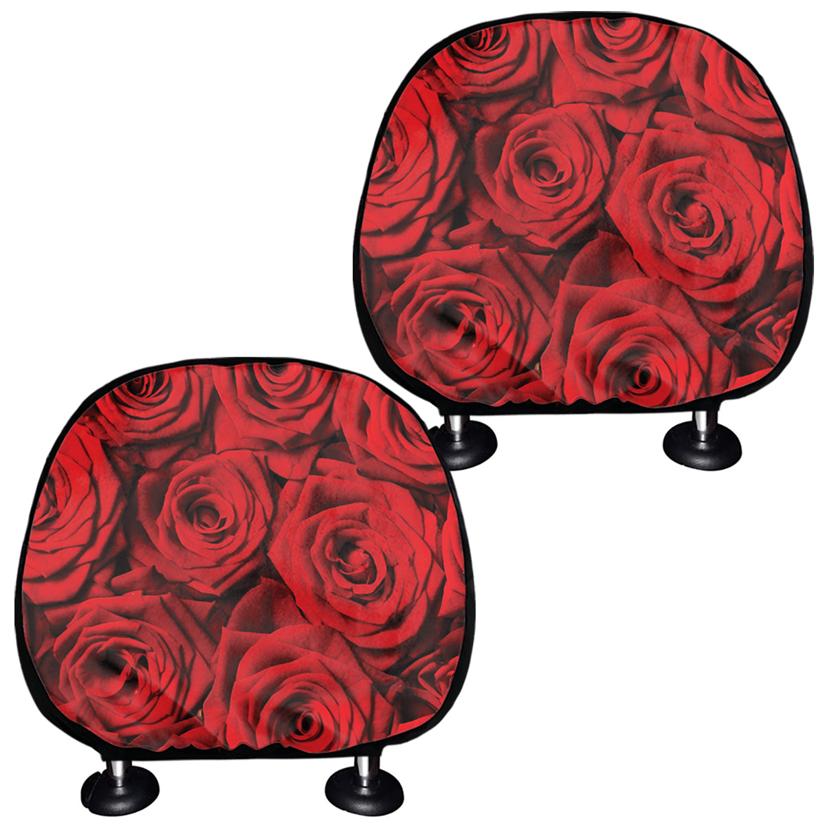 Red Rose Print Car Headrest Covers