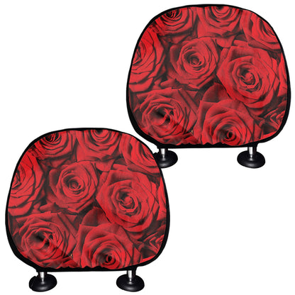 Red Rose Print Car Headrest Covers
