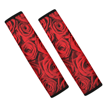 Red Rose Print Car Seat Belt Covers