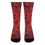 Red Rose Print Crew Socks