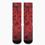 Red Rose Print Crew Socks