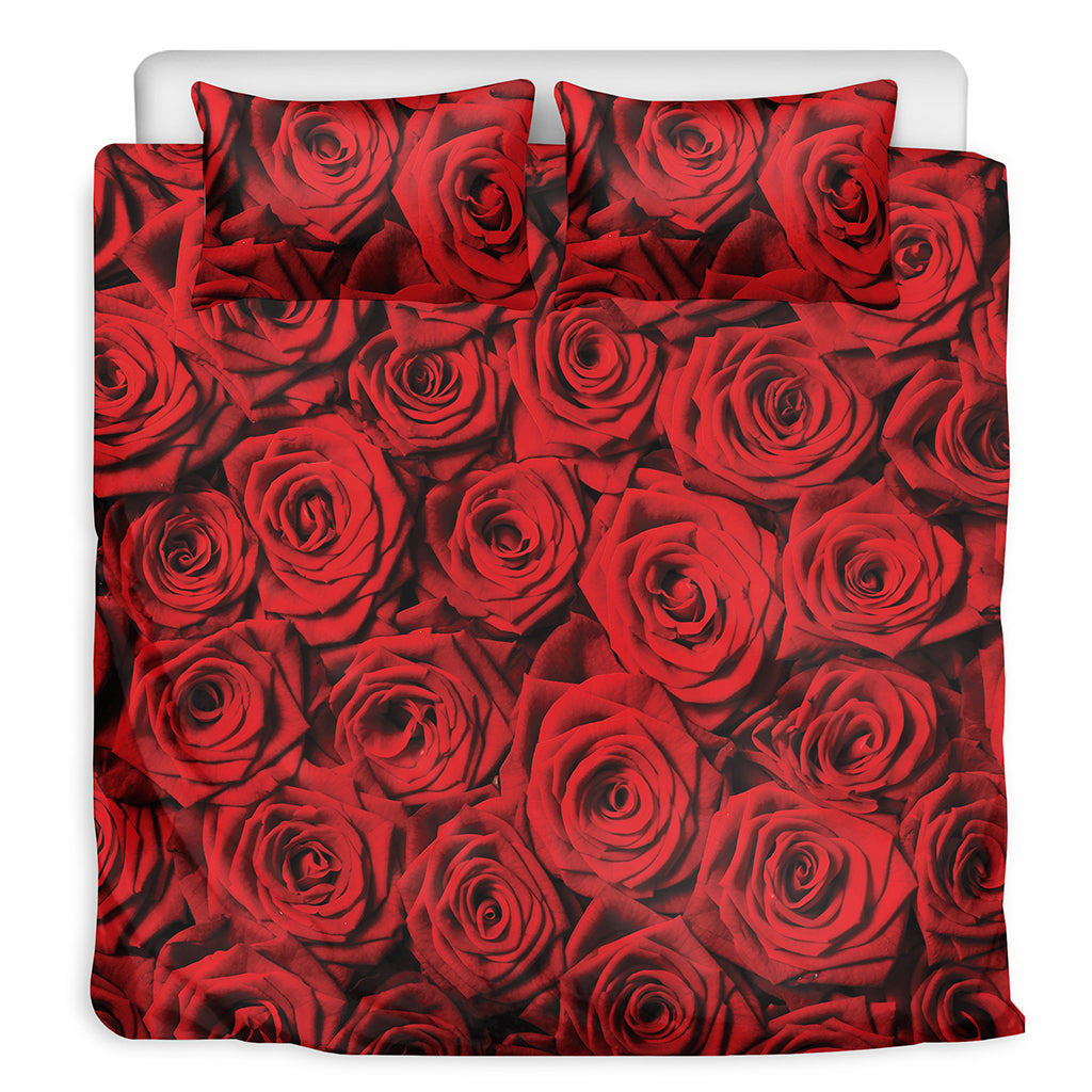 Red Rose Print Duvet Cover Bedding Set