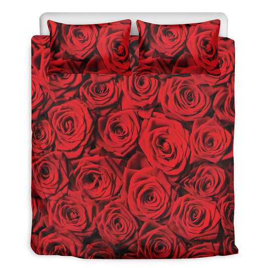 Red Rose Print Duvet Cover Bedding Set