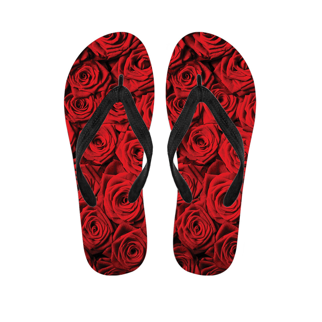 Red Rose Print Flip Flops
