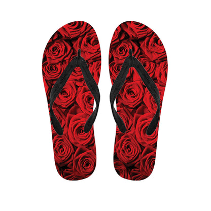 Red Rose Print Flip Flops