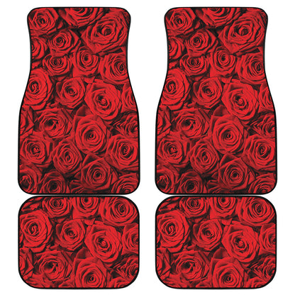 Red Rose Print Front and Back Car Floor Mats