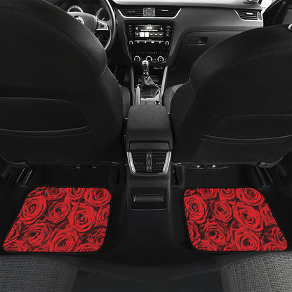 Red Rose Print Front and Back Car Floor Mats