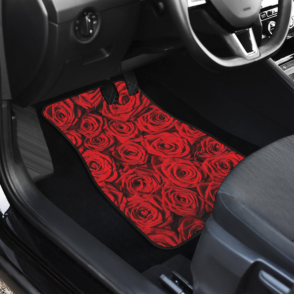 Red Rose Print Front and Back Car Floor Mats