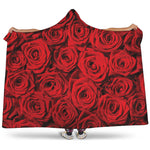 Red Rose Print Hooded Blanket