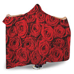 Red Rose Print Hooded Blanket