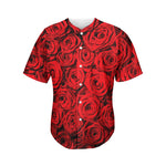 Red Rose Print Men's Baseball Jersey