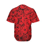Red Rose Print Men's Baseball Jersey