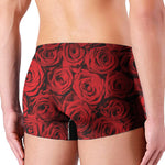 Red Rose Print Men's Boxer Briefs