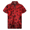 Red Rose Print Men's Short Sleeve Shirt