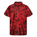 Red Rose Print Men's Short Sleeve Shirt