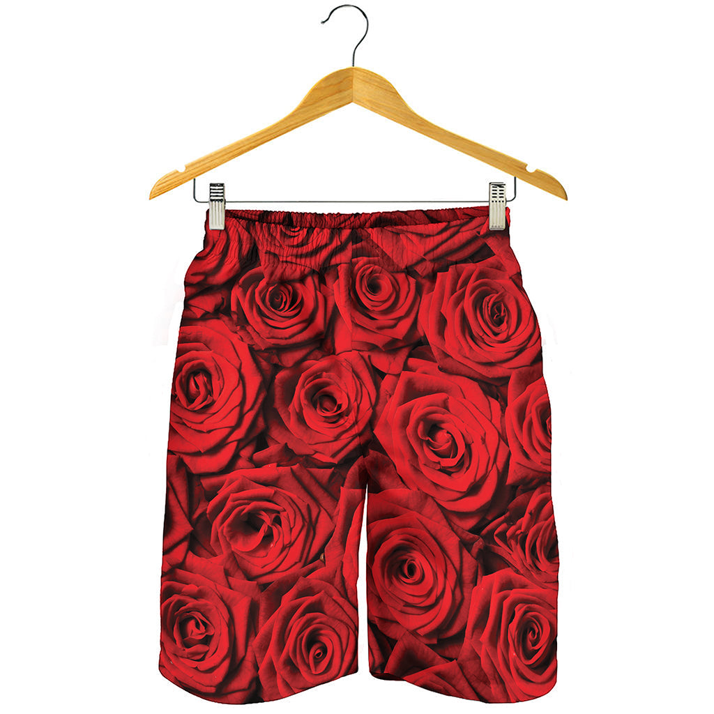 Red Rose Print Men's Shorts