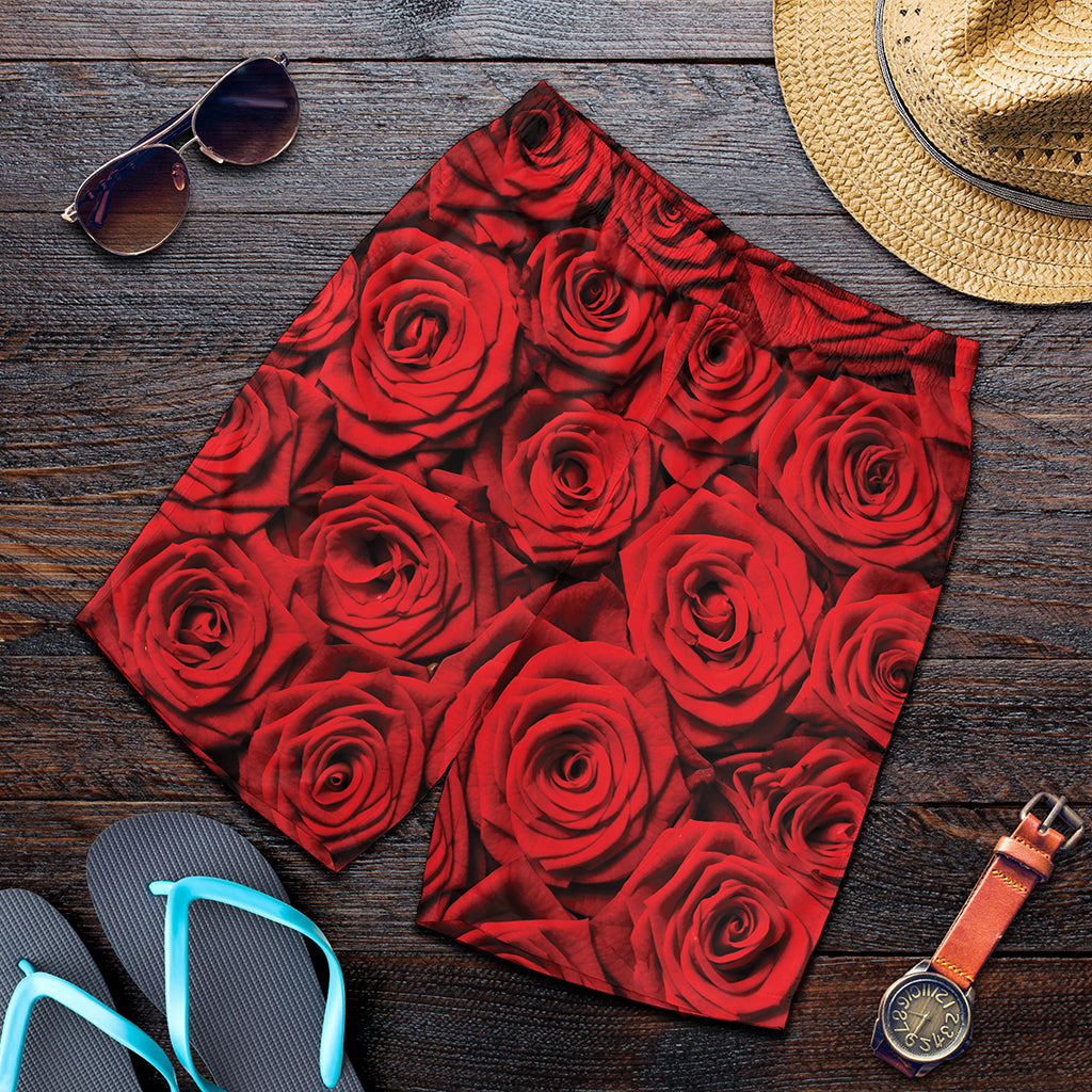 Red Rose Print Men's Shorts