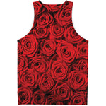 Red Rose Print Men's Tank Top