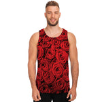 Red Rose Print Men's Tank Top