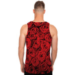 Red Rose Print Men's Tank Top
