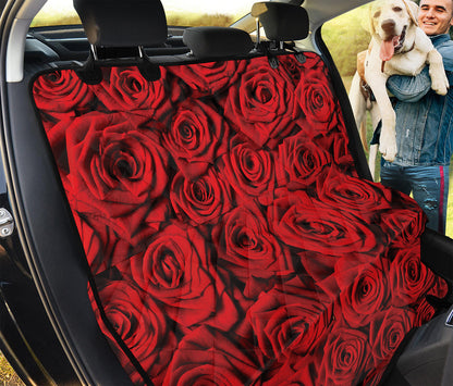 Red Rose Print Pet Car Back Seat Cover