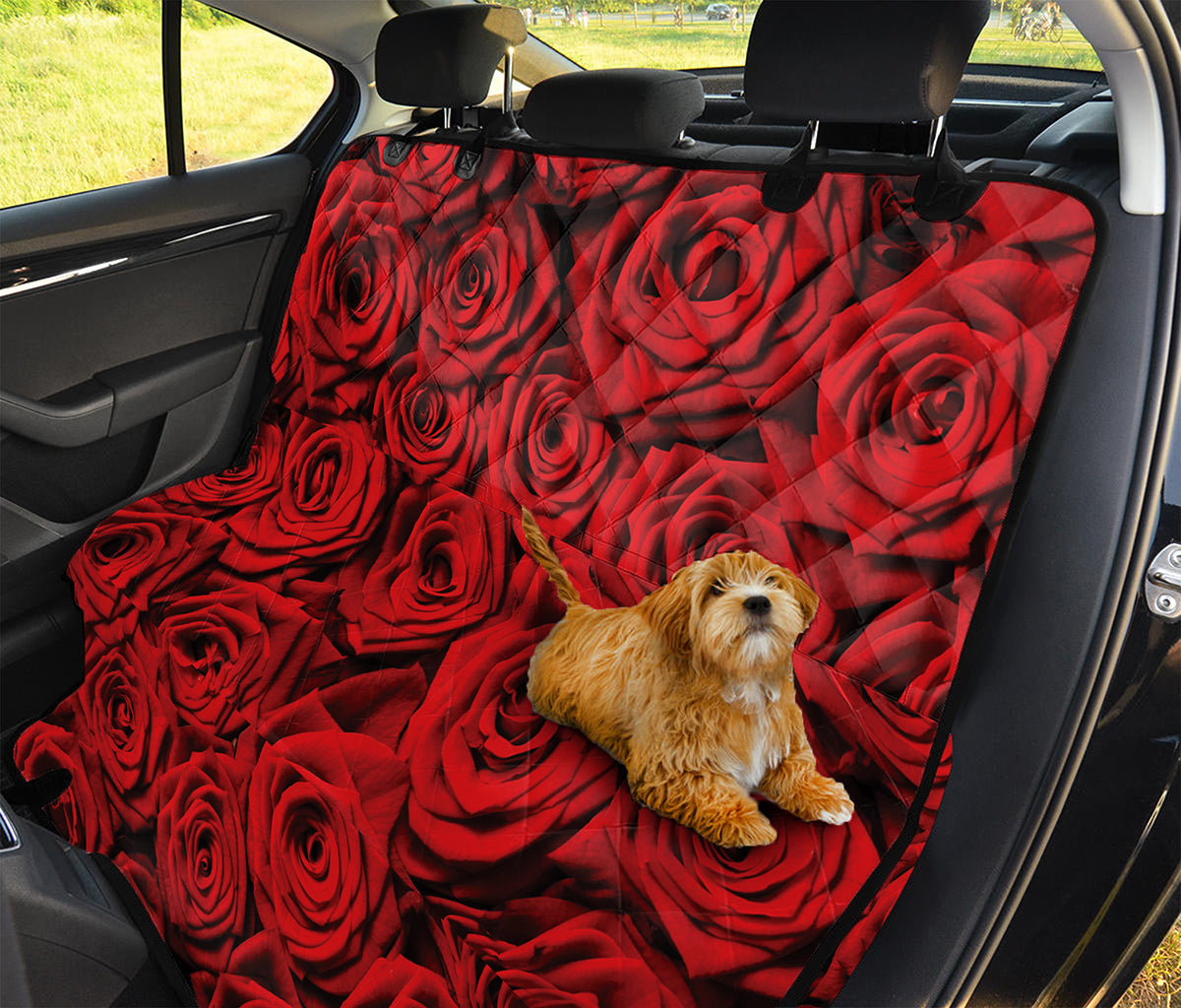 Red Rose Print Pet Car Back Seat Cover