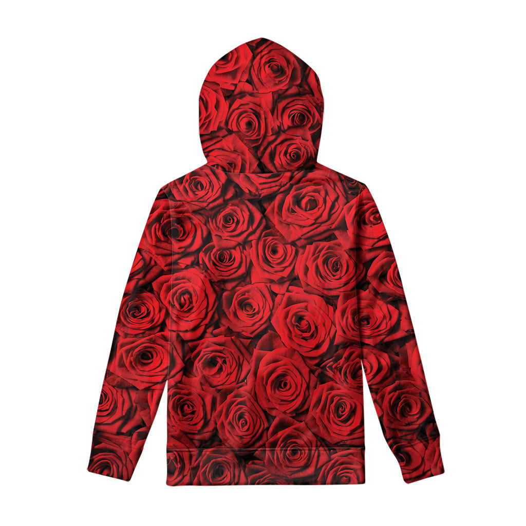 Red Rose Print Pullover Hoodie