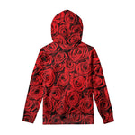 Red Rose Print Pullover Hoodie