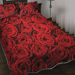 Red Rose Print Quilt Bed Set