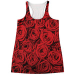 Red Rose Print Women's Racerback Tank Top