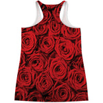 Red Rose Print Women's Racerback Tank Top