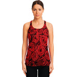 Red Rose Print Women's Racerback Tank Top