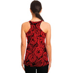 Red Rose Print Women's Racerback Tank Top
