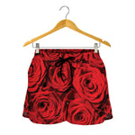 Red Rose Print Women's Shorts
