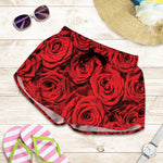 Red Rose Print Women's Shorts