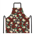 Red Rose Skull Pattern Print Apron