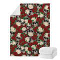 Red Rose Skull Pattern Print Blanket