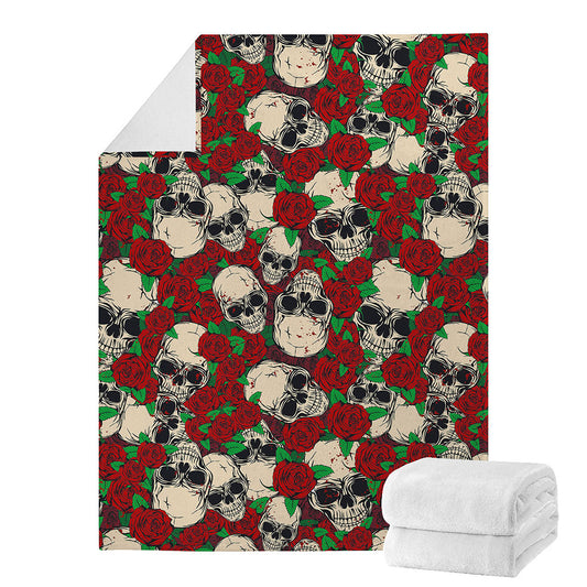 Red Rose Skull Pattern Print Blanket