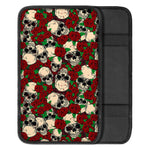 Red Rose Skull Pattern Print Car Center Console Cover